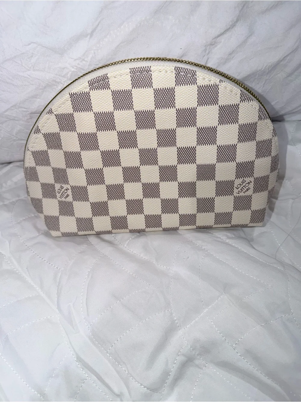 Inspired White Check Cosmetic Pouch